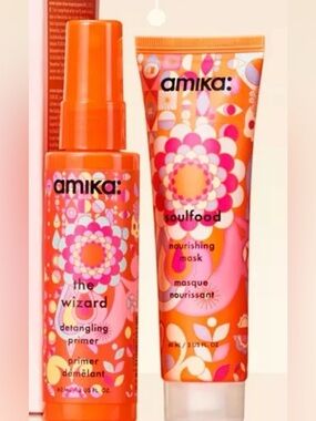 Amika hair detangling primer and nourishing mask set